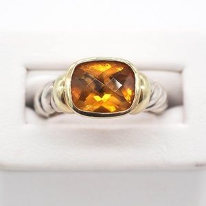 David Yurman Citrine 925 and 14k Noblesse Ring Size 6